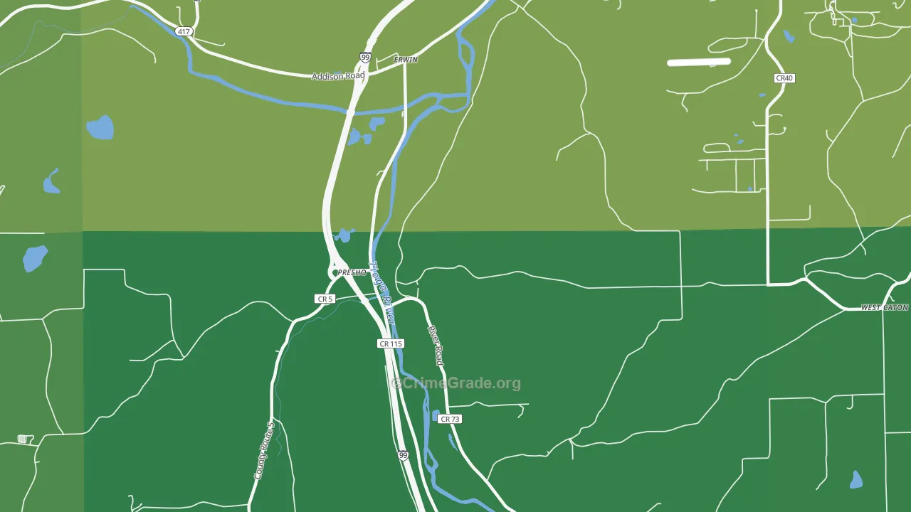 Erwins, NY Map of Drug-Related Crime Rates