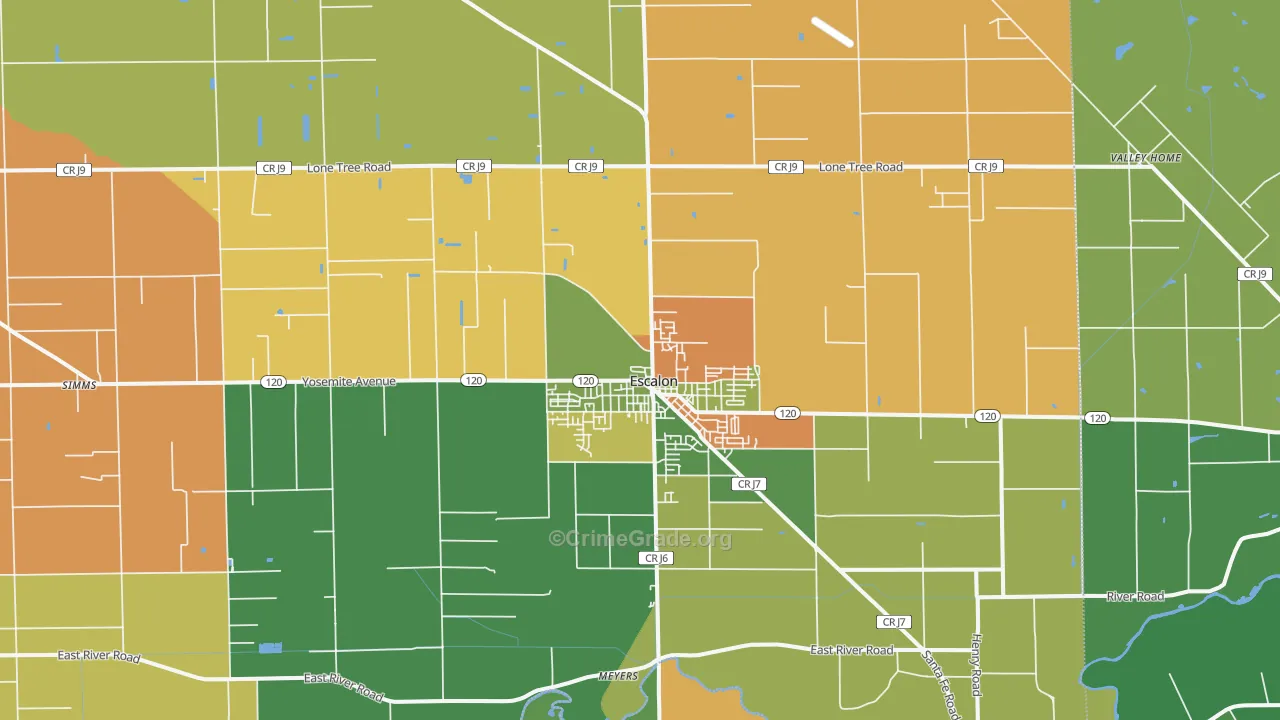 Escalon, CA Map of Drug-Related Crime Rates