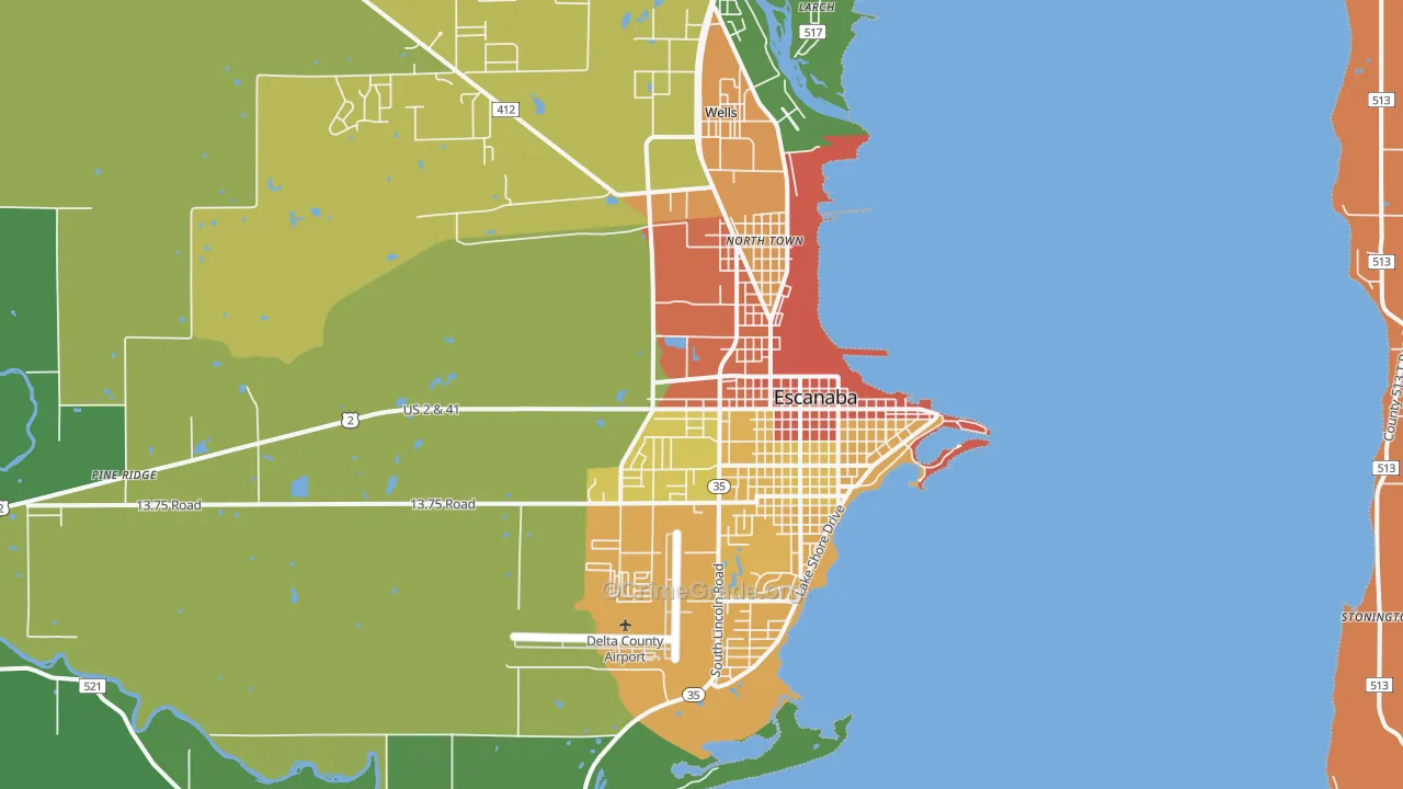 Escanaba, MI Map of Drug-Related Crime Rates
