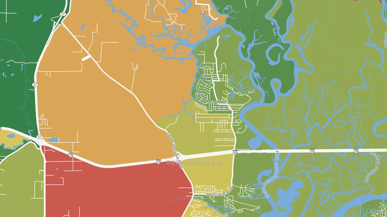 Escatawpa, MS Map of Drug-Related Crime Rates