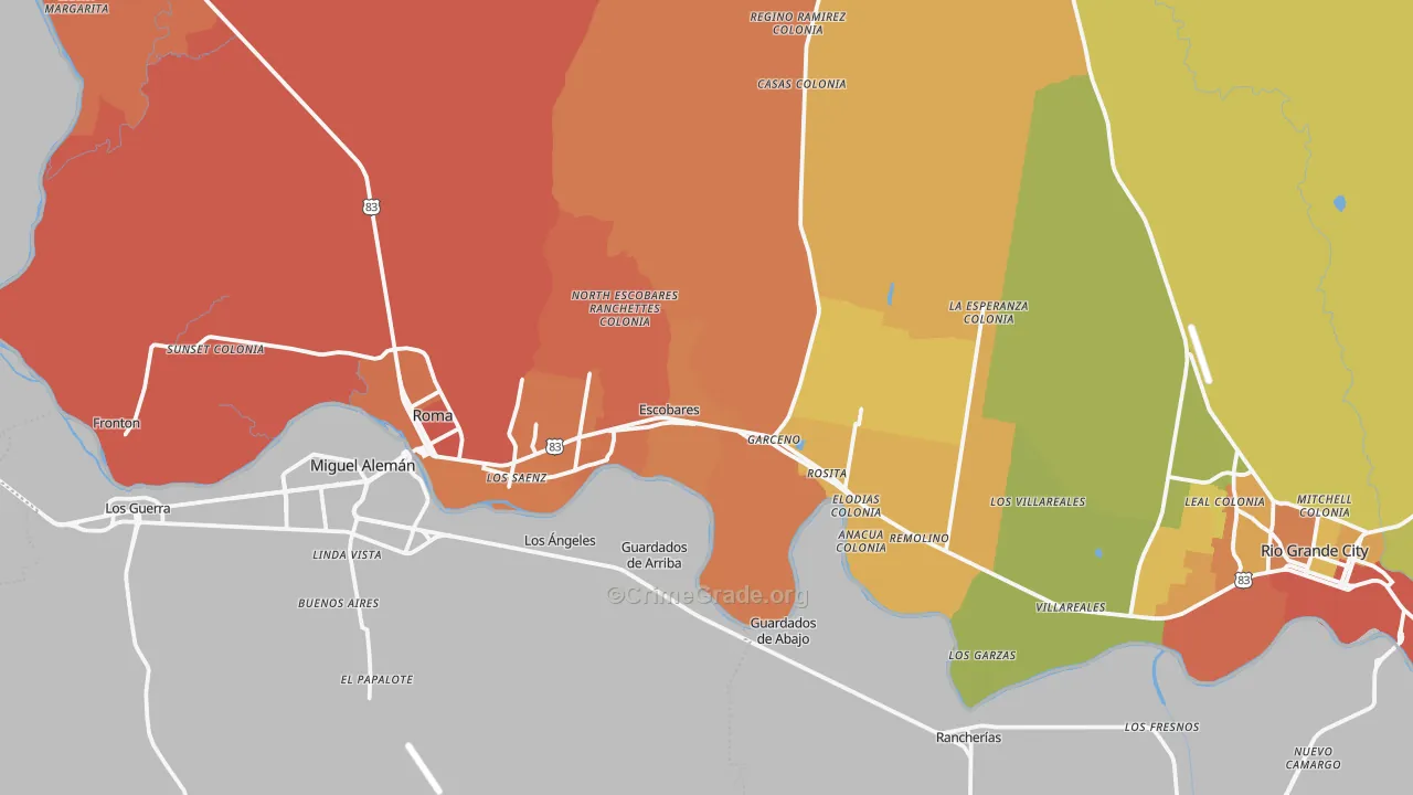 Escobares, TX Map of Drug-Related Crime Rates