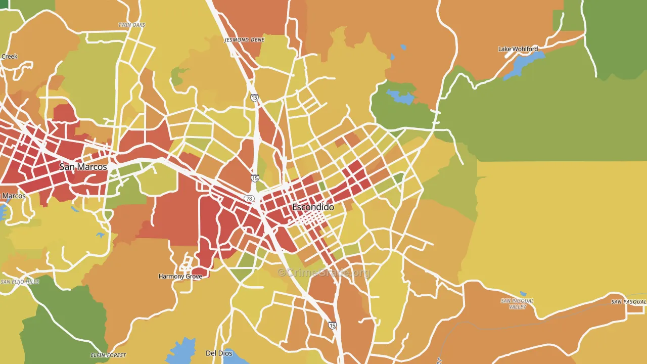 Escondido, CA Map of Drug-Related Crime Rates