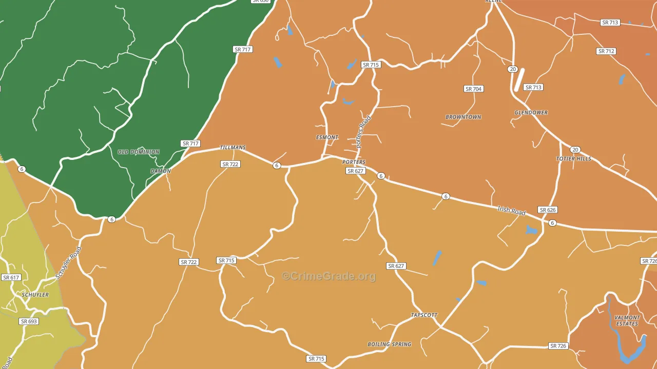 Esmont, VA Map of Drug-Related Crime Rates