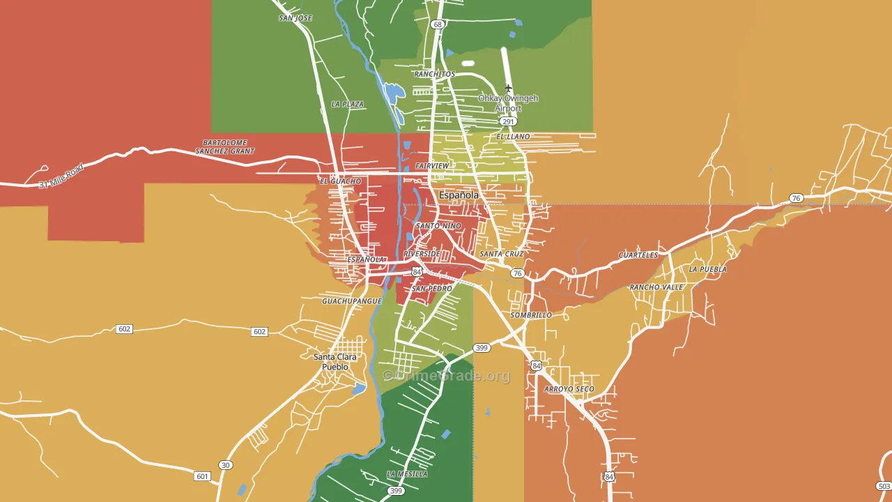 Espanola, NM Map of Drug-Related Crime Rates