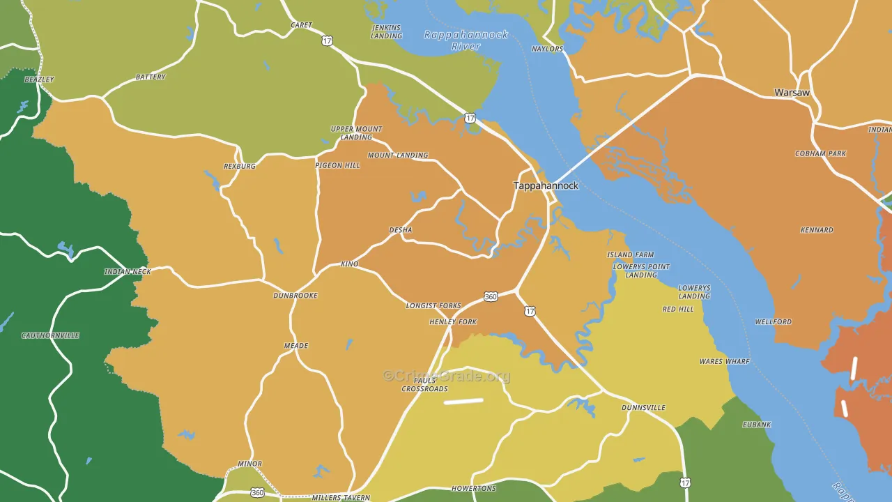 Essex County, VA Map of Drug-Related Crime Rates
