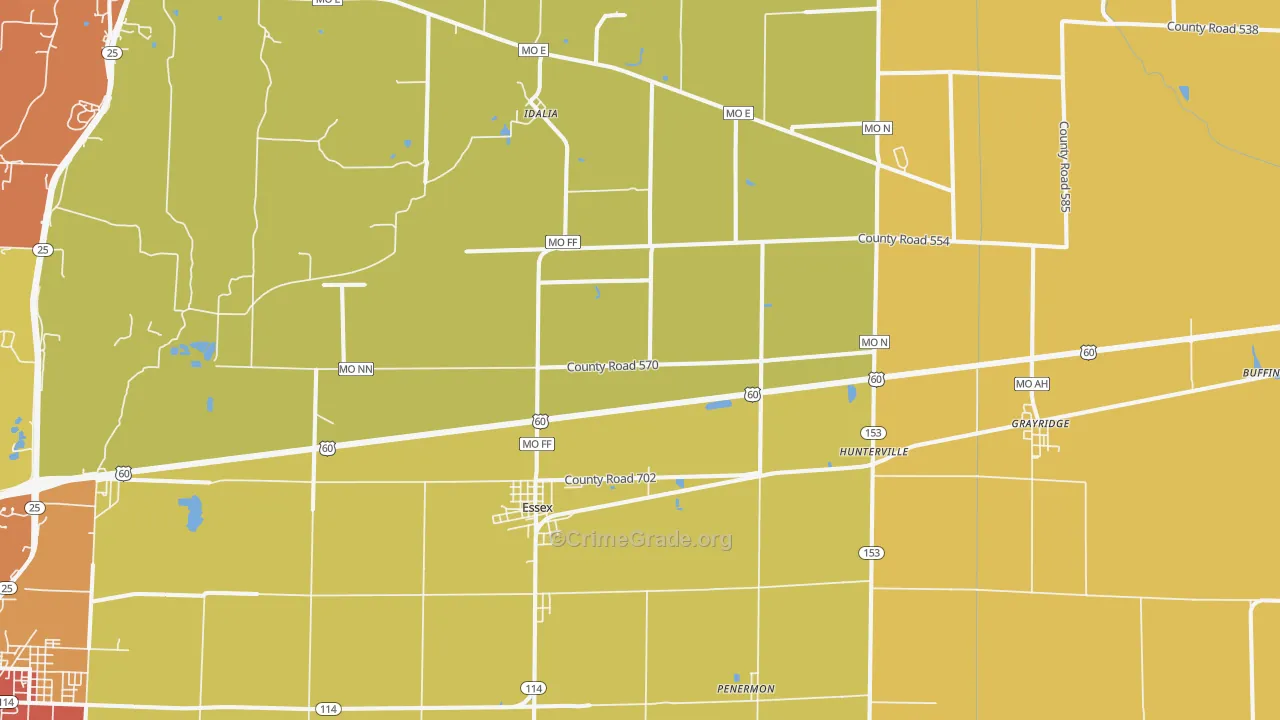 Essex, MO Map of Drug-Related Crime Rates