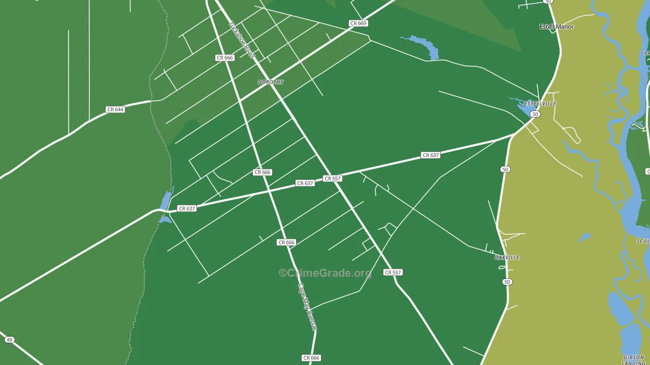 Estell Manor, NJ Map of Drug-Related Crime Rates