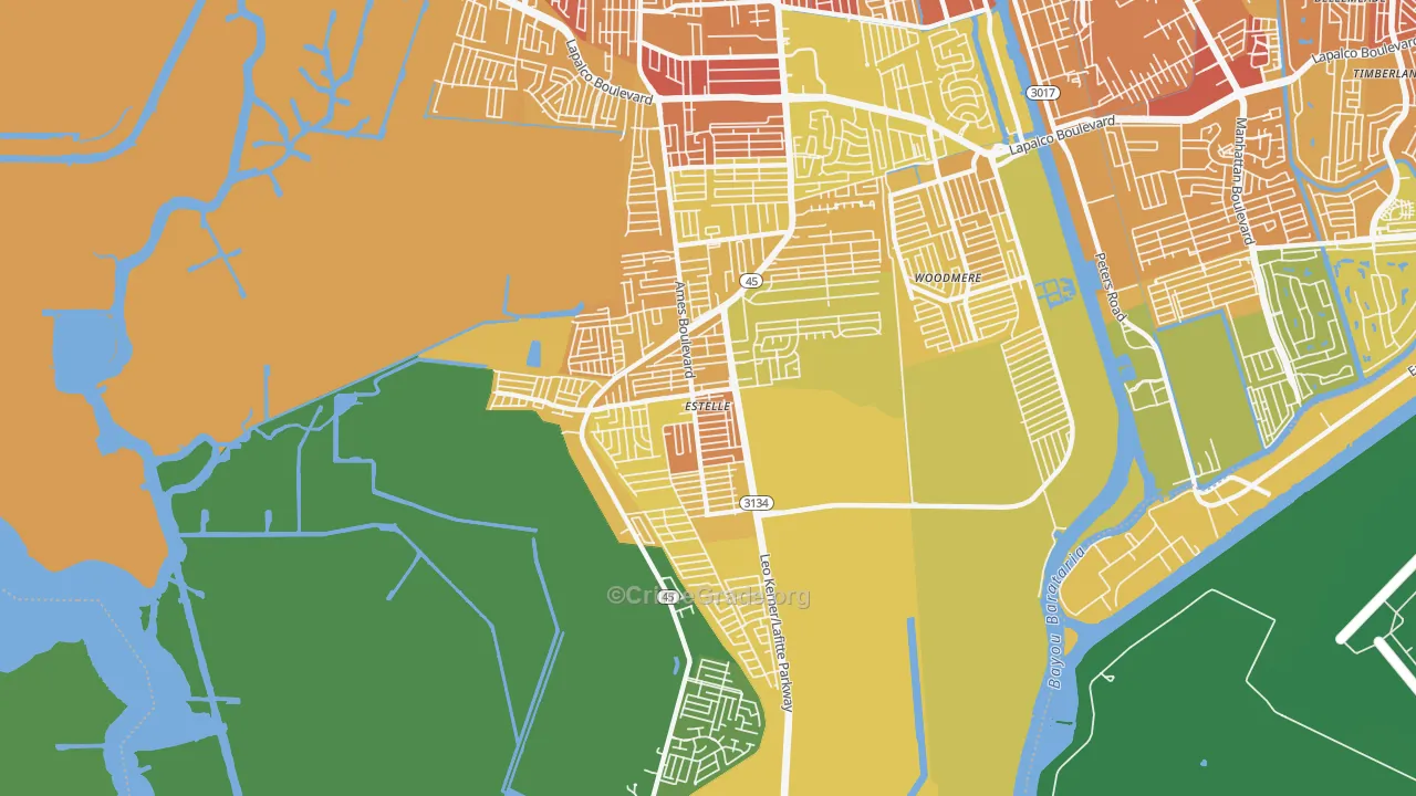 Estelle, LA Map of Drug-Related Crime Rates