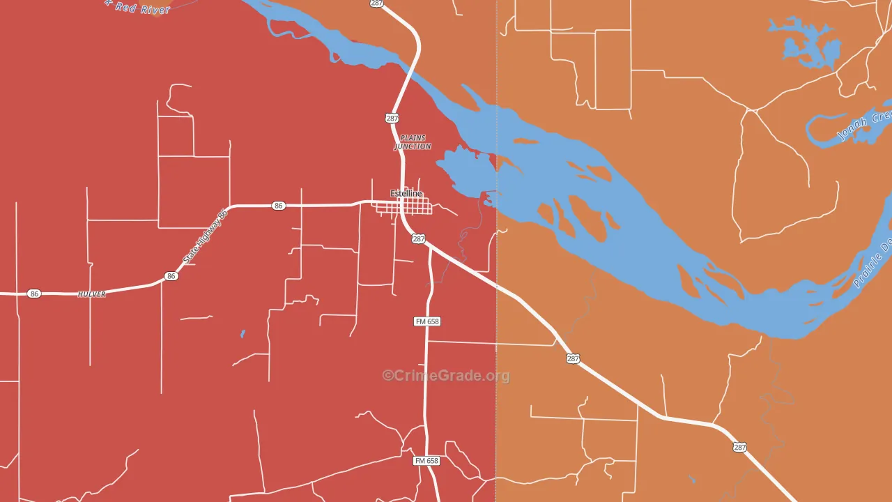 Estelline, TX Map of Drug-Related Crime Rates