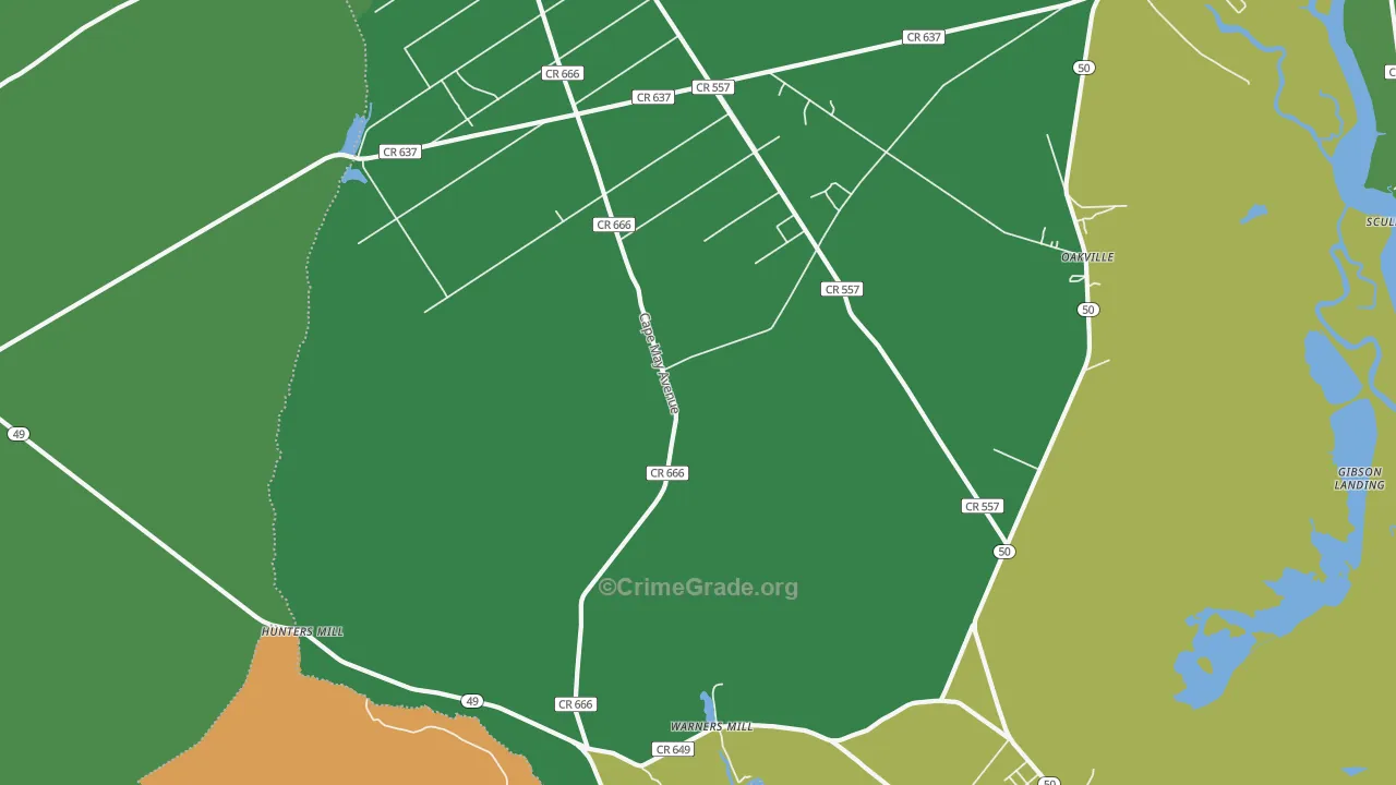 Estelville, NJ Map of Drug-Related Crime Rates