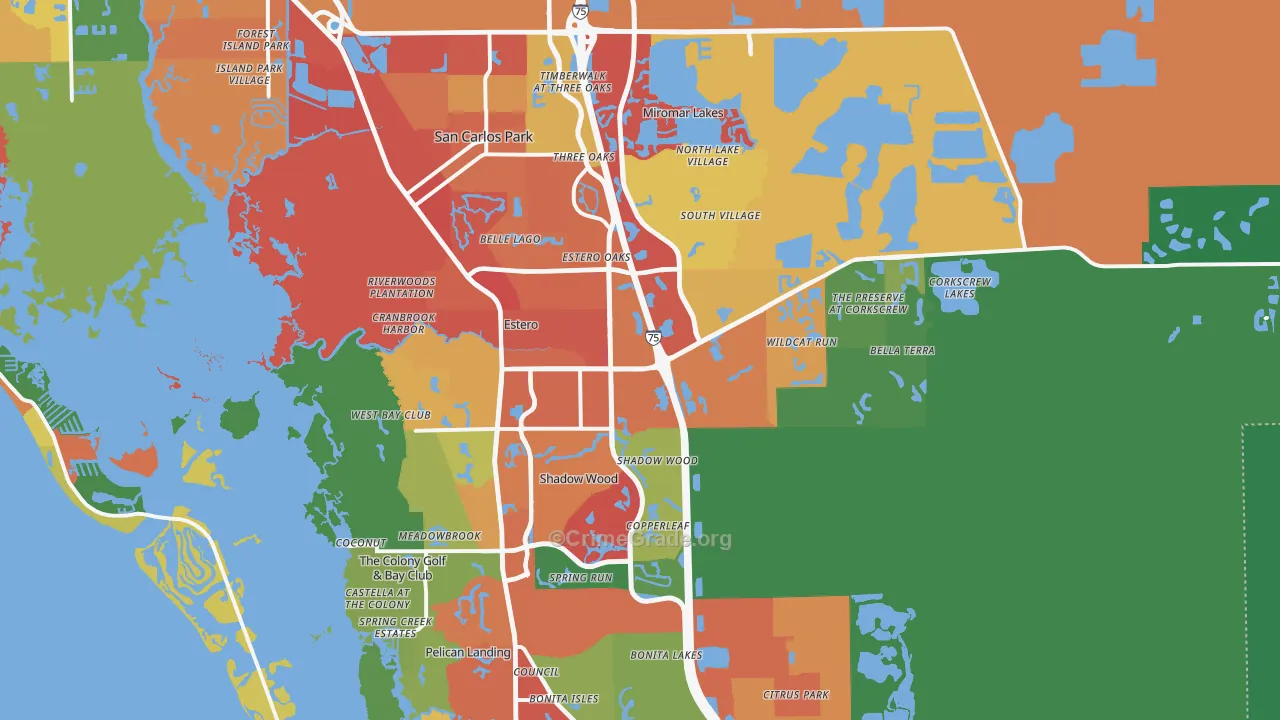 Estero, FL Map of Drug-Related Crime Rates