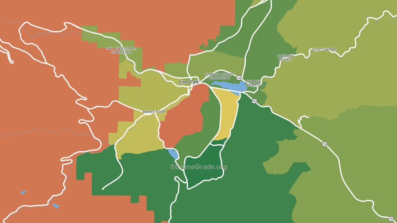 Estes Park, CO Map of Drug-Related Crime Rates