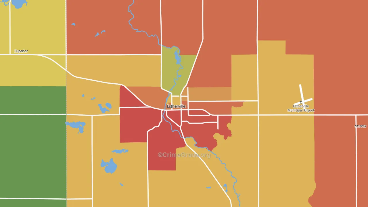 Estherville, IA Map of Drug-Related Crime Rates