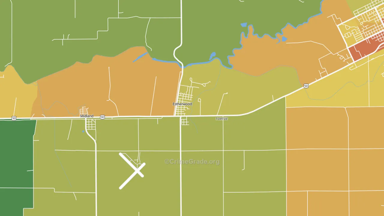 Estherwood, LA Map of Drug-Related Crime Rates