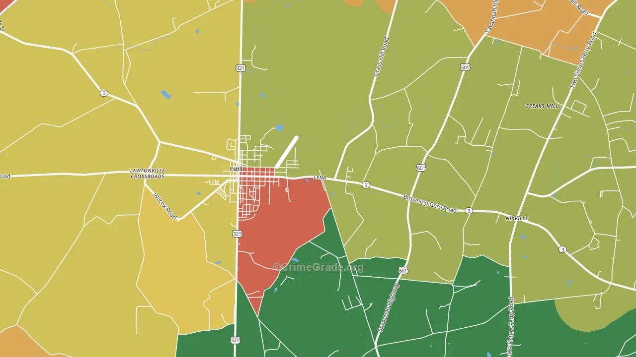 Estill, SC Map of Drug-Related Crime Rates