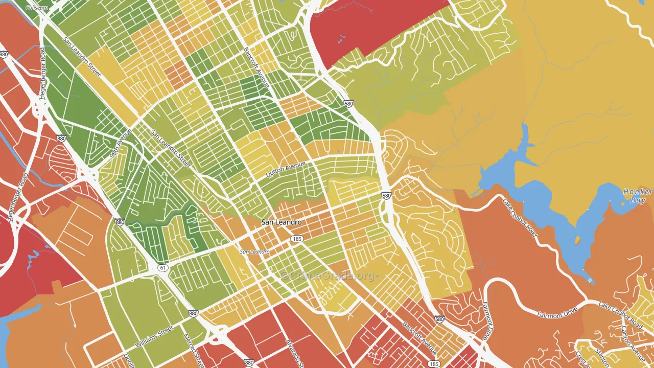 Estudillo Estates-Glen, San Leandro, CA Map of Drug-Related Crime Rates