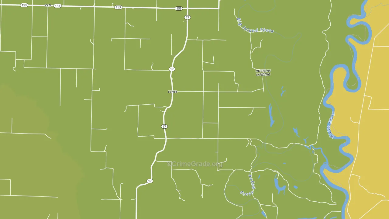 Ethel, AR Map of Drug-Related Crime Rates