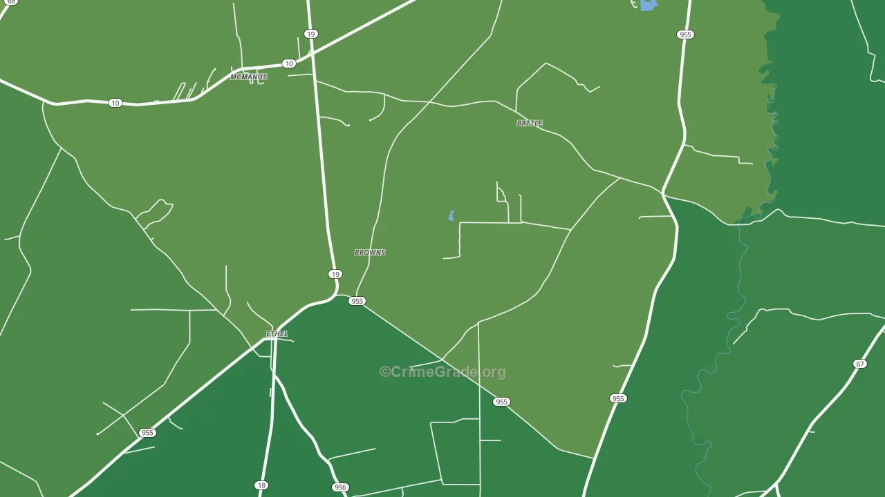 Ethel, LA Map of Drug-Related Crime Rates