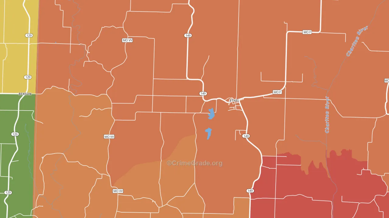 Ethel, MO Map of Drug-Related Crime Rates