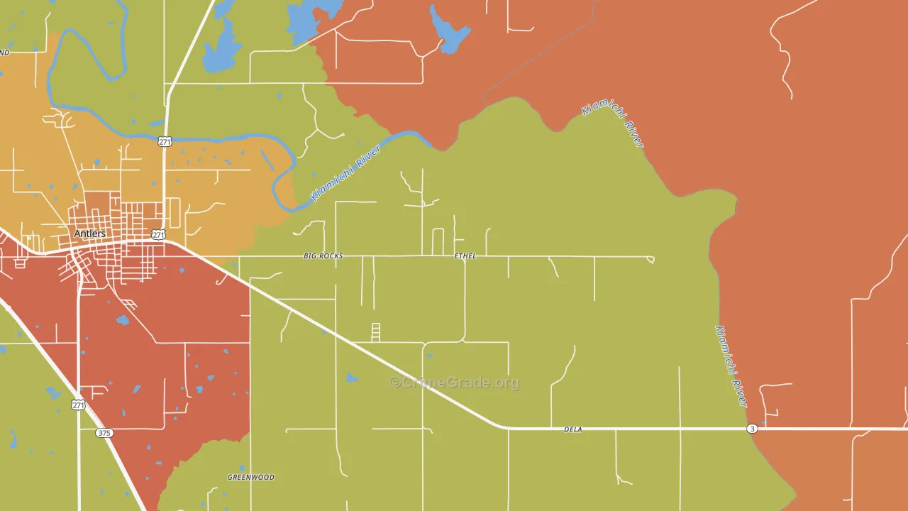 Ethel, OK Map of Drug-Related Crime Rates