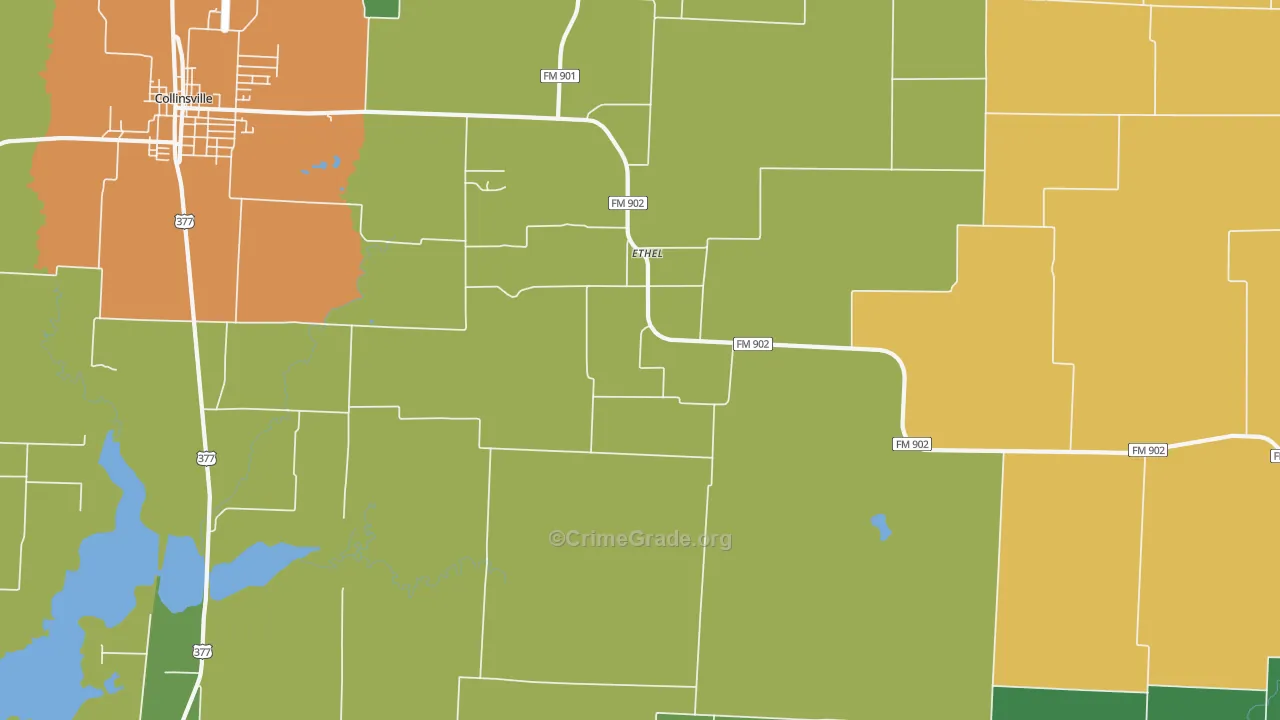 Ethel, TX Map of Drug-Related Crime Rates