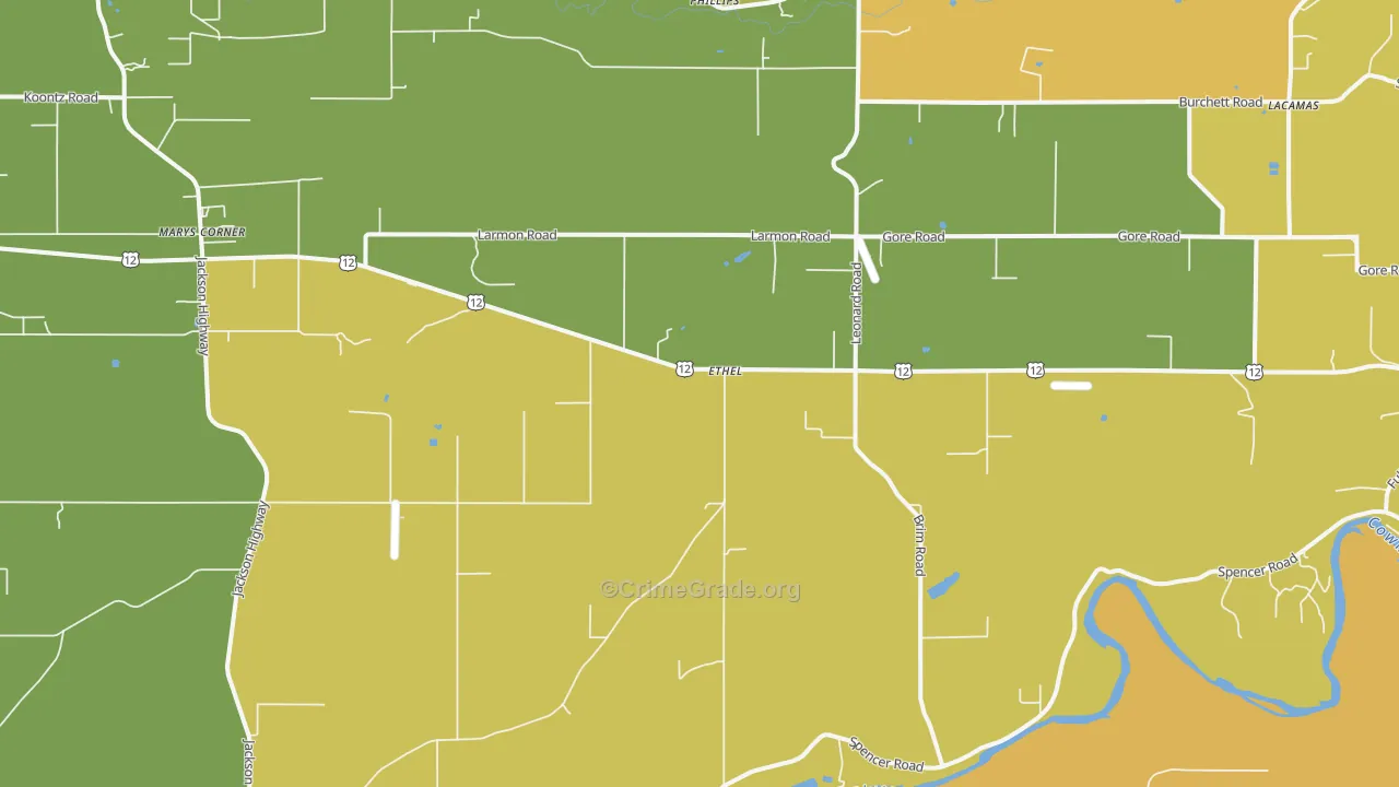 Ethel, WA Map of Drug-Related Crime Rates