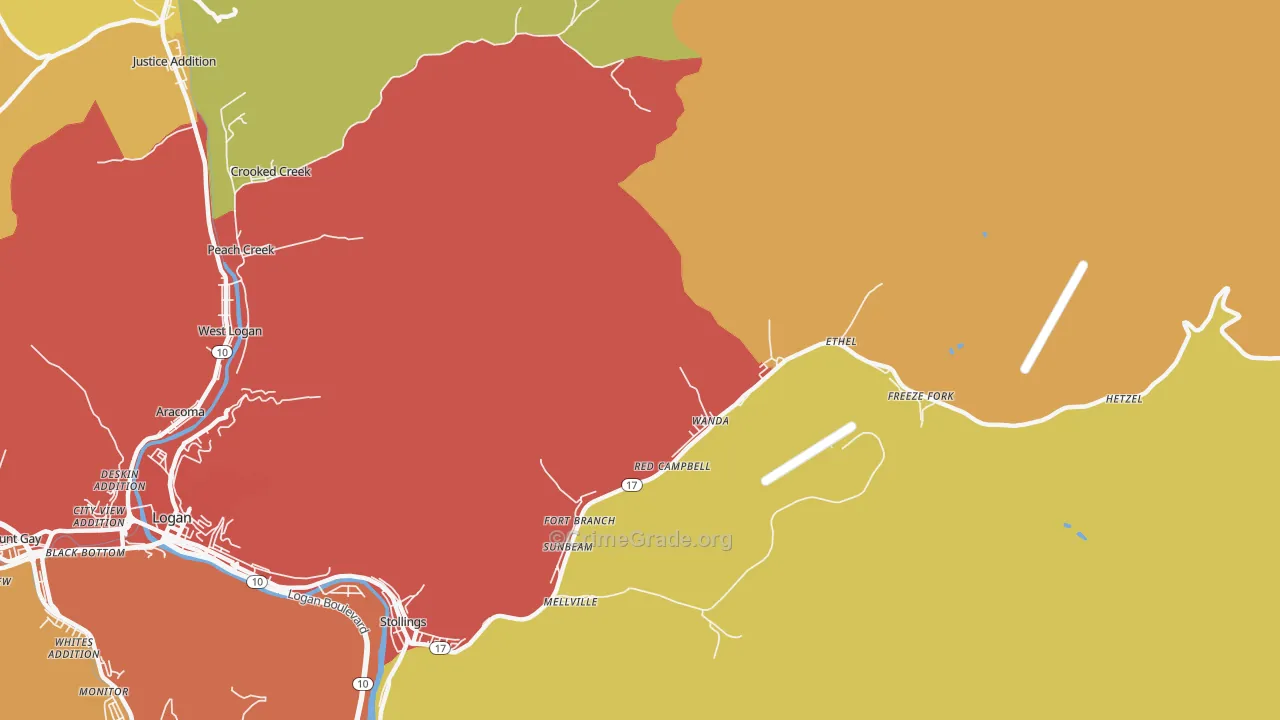 Ethel, WV Map of Drug-Related Crime Rates