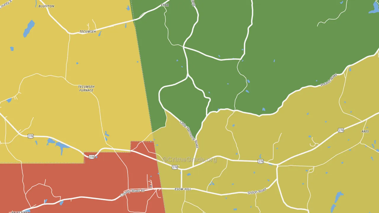 Etna, GA Map of Drug-Related Crime Rates