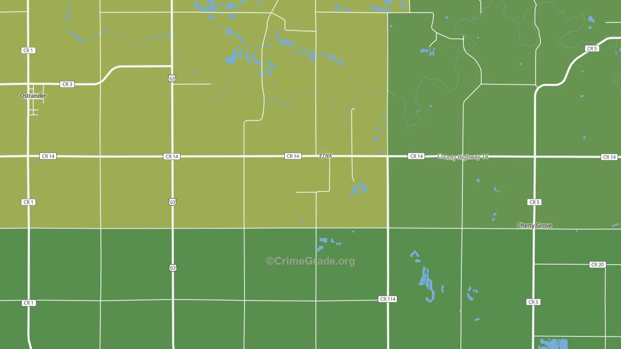 Etna, MN Map of Drug-Related Crime Rates