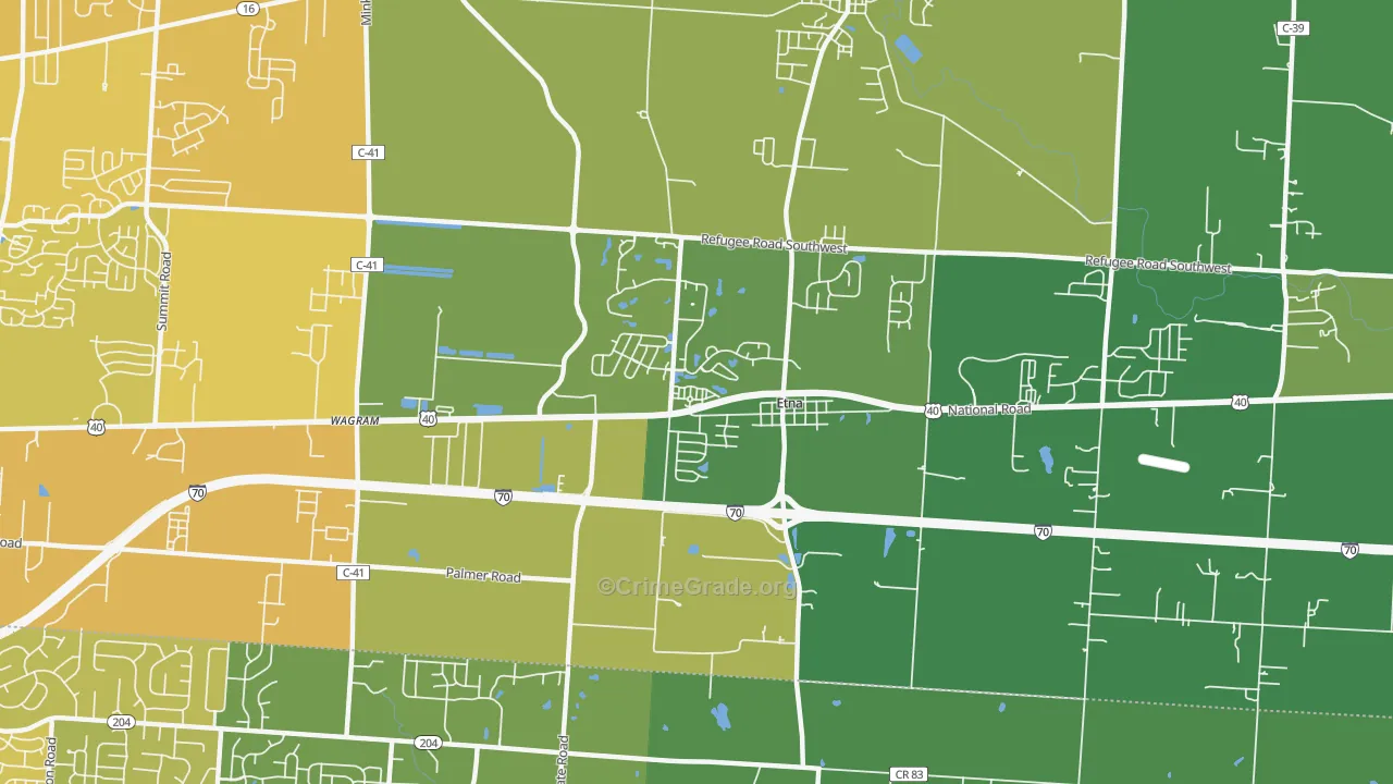 Etna, OH Map of Drug-Related Crime Rates