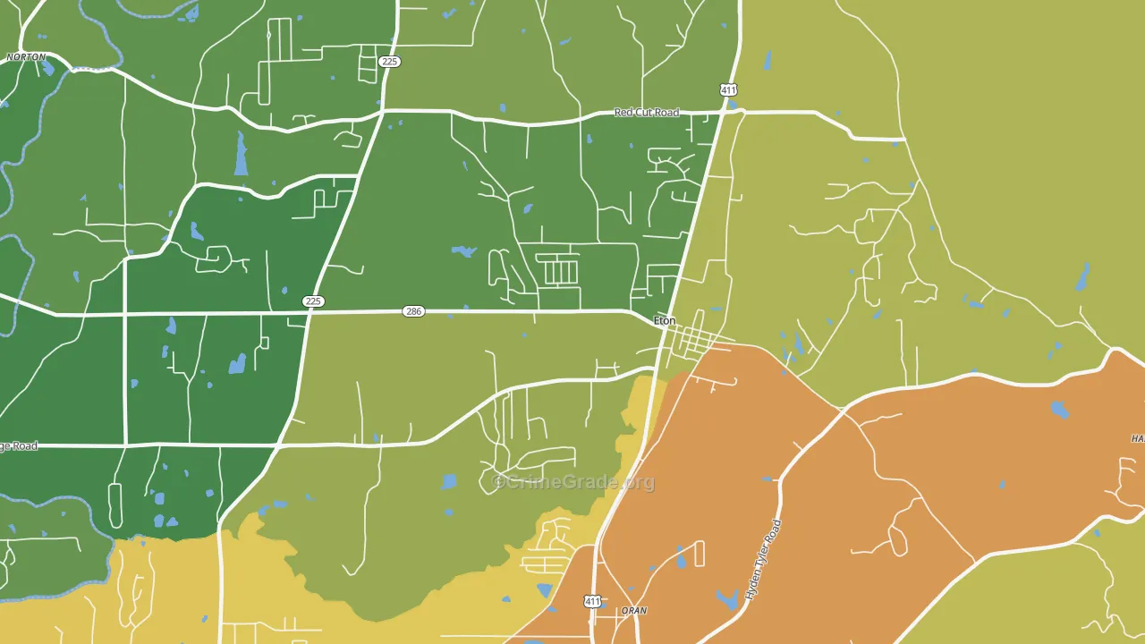 Eton, GA Map of Drug-Related Crime Rates