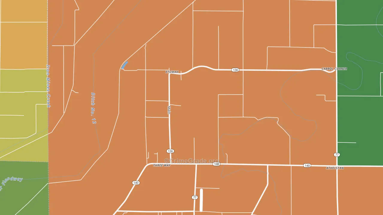 Etowah, AR Map of Drug-Related Crime Rates