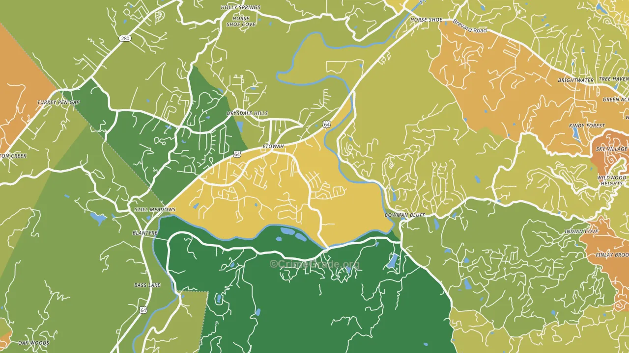 Etowah, NC Map of Drug-Related Crime Rates