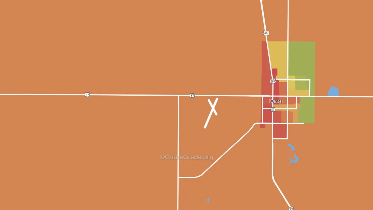 Etter, TX Map of Drug-Related Crime Rates