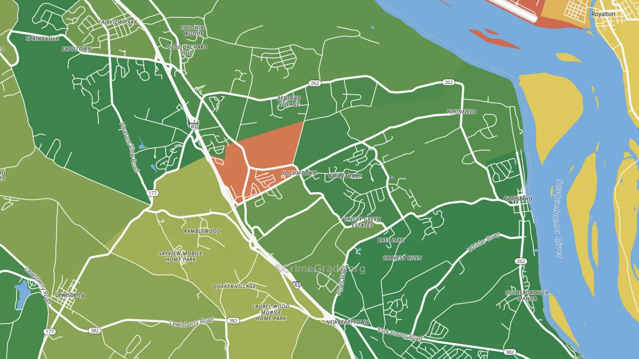 Etters, PA Map of Drug-Related Crime Rates