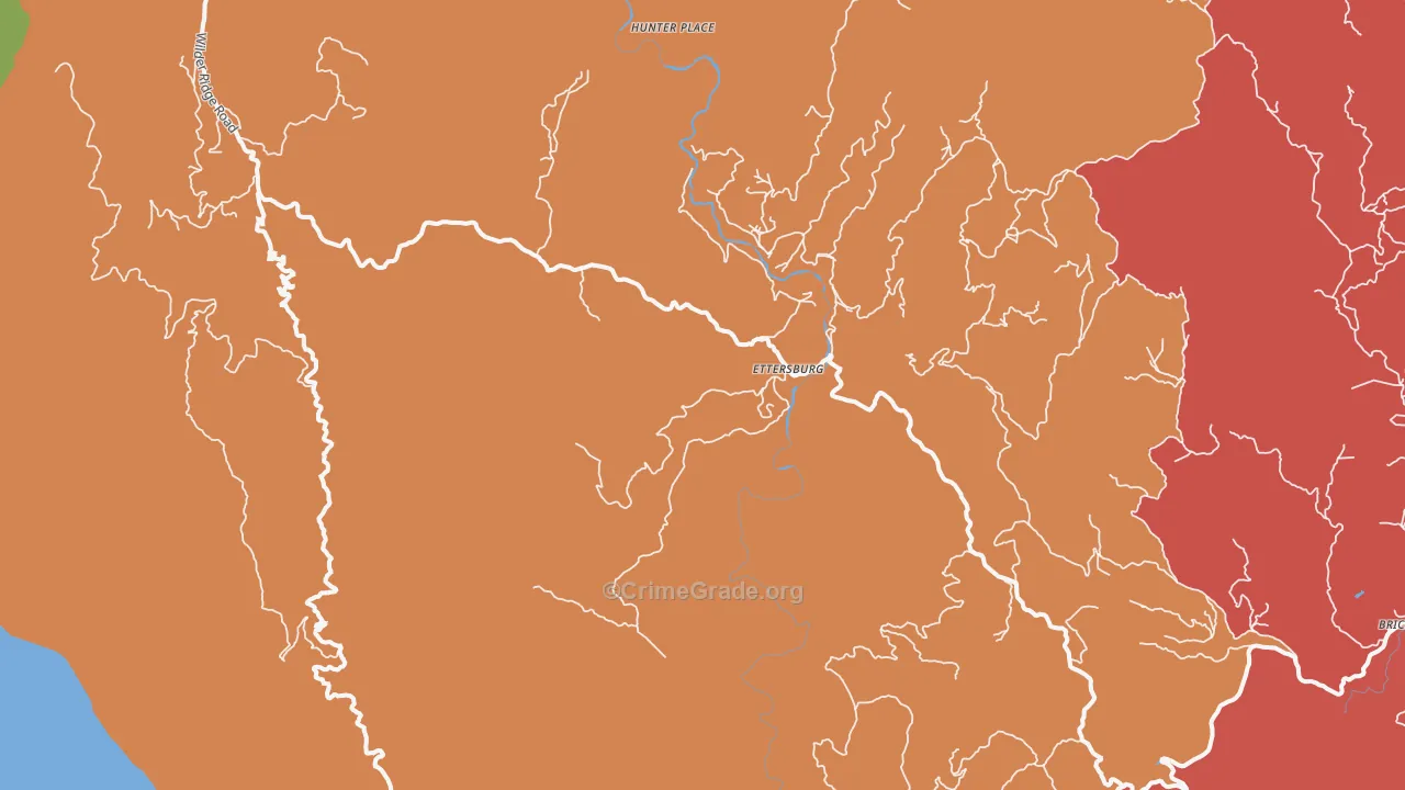 Ettersburg, CA Map of Drug-Related Crime Rates