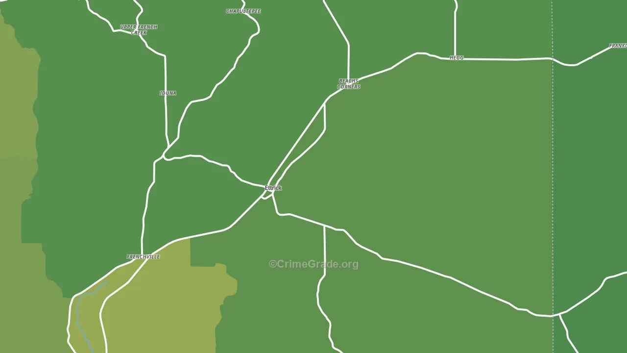 Ettrick, WI Map of Drug-Related Crime Rates