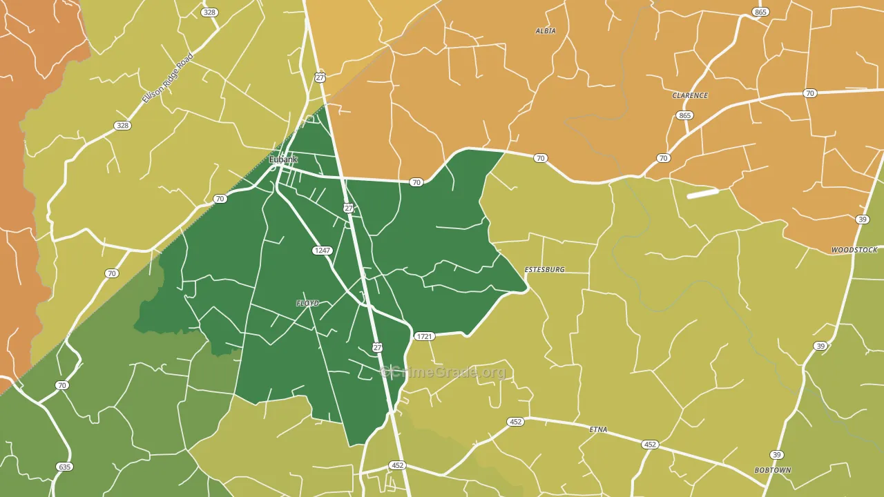 Eubank, KY Map of Drug-Related Crime Rates