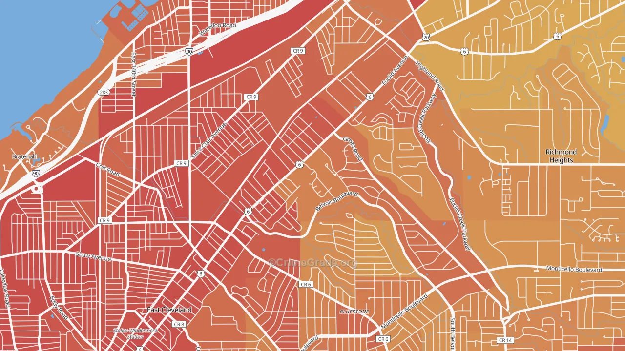 Euclid-Green, Cleveland, OH Map of Drug-Related Crime Rates