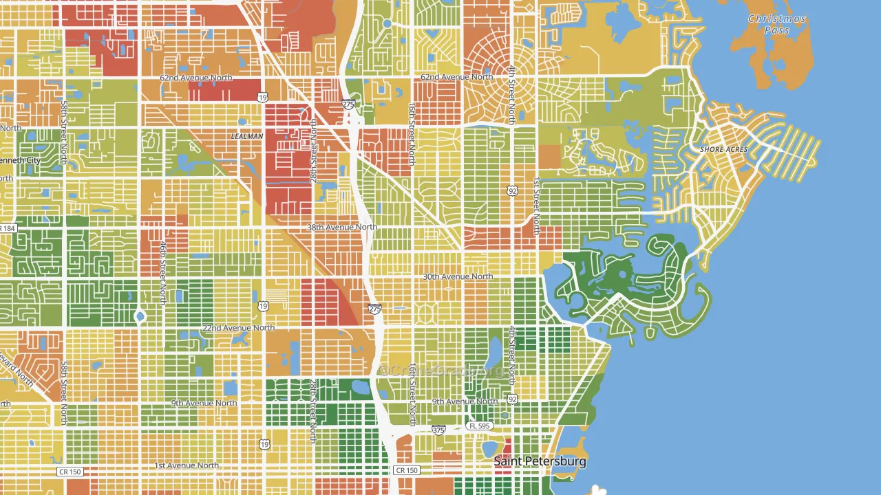 Euclid-St Paul, St. Petersburg, FL Map of Drug-Related Crime Rates