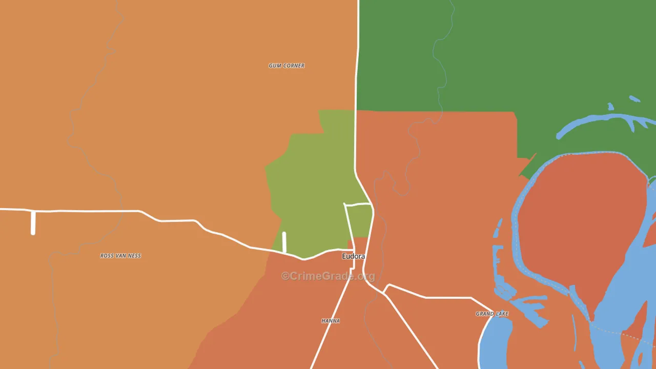 Eudora, AR Map of Drug-Related Crime Rates