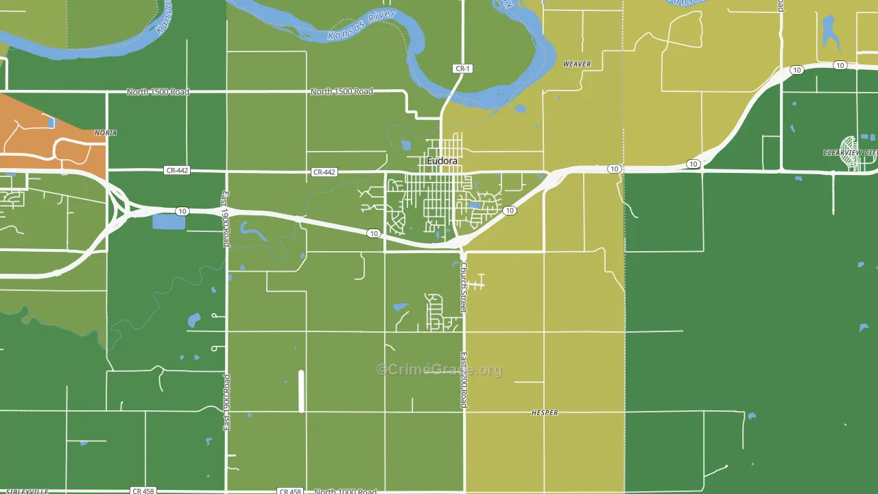 Eudora, KS Map of Drug-Related Crime Rates