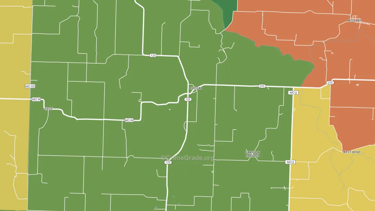 Eudora, MO Map of Drug-Related Crime Rates