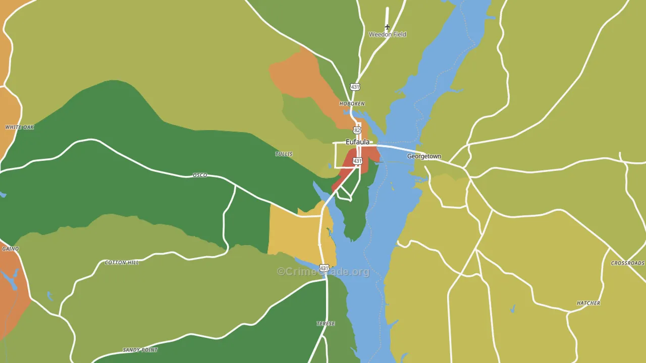 Eufaula, AL Map of Drug-Related Crime Rates