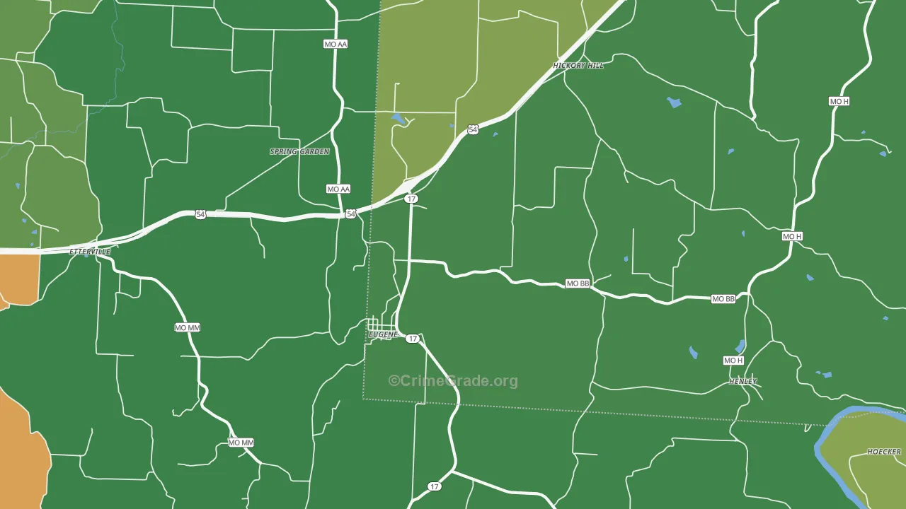 Eugene, MO Map of Drug-Related Crime Rates