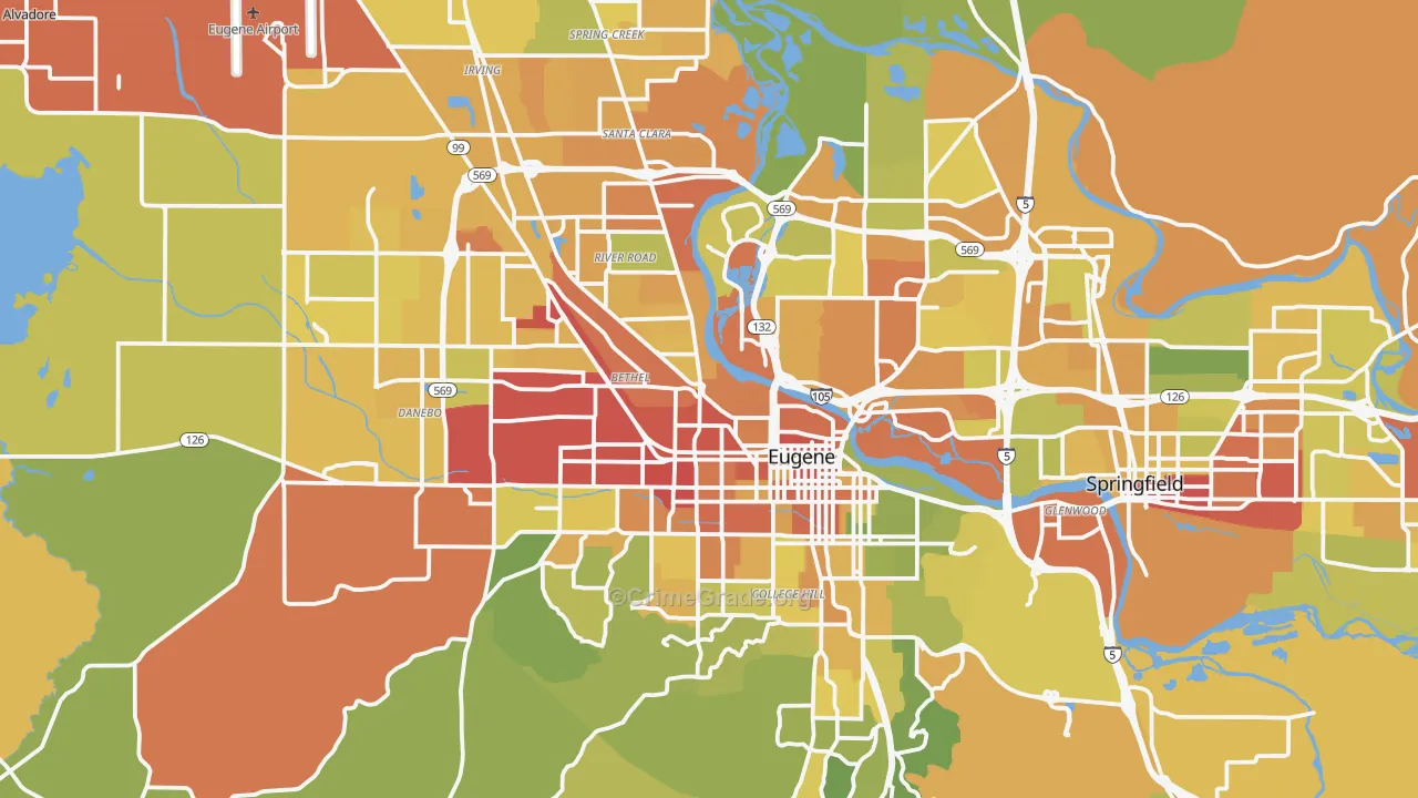 Eugene, OR Map of Drug-Related Crime Rates