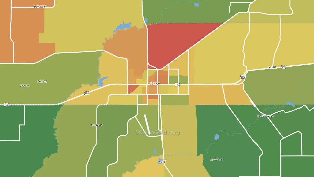 Eunice, LA Map of Drug-Related Crime Rates