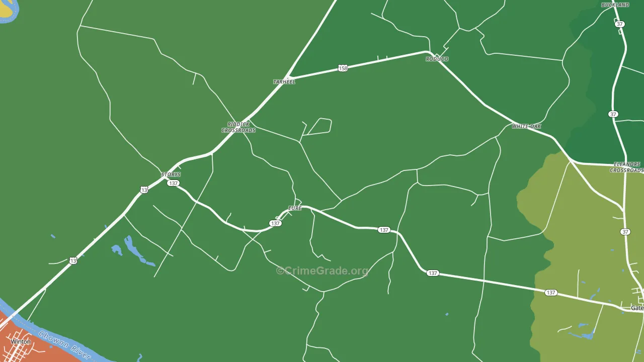 Eure, NC Map of Drug-Related Crime Rates