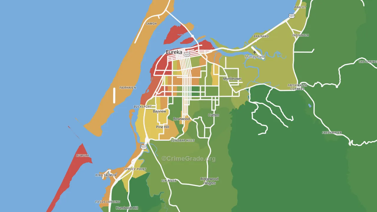Eureka, CA Map of Drug-Related Crime Rates