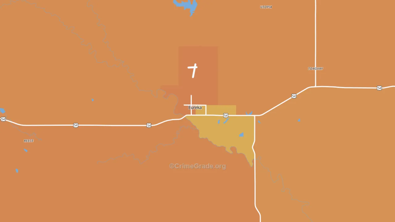 Eureka, KS Map of Drug-Related Crime Rates